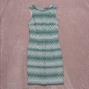 Boden Womens Green & White Chevron Dress
